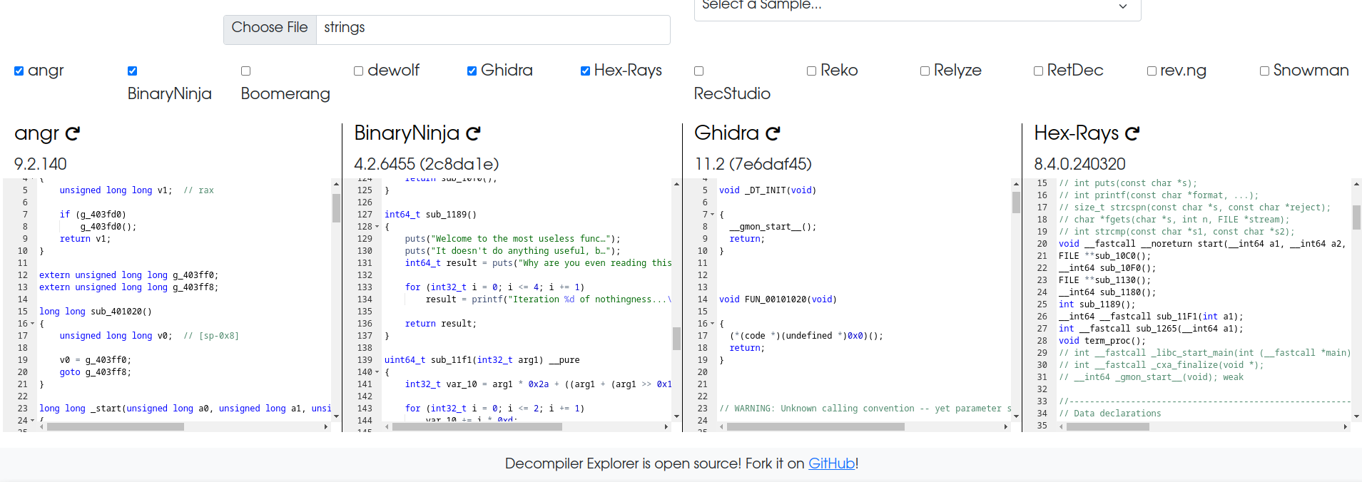 Screenshot: So let's try to use this website Dogbolt which was provided in the description, we get this result