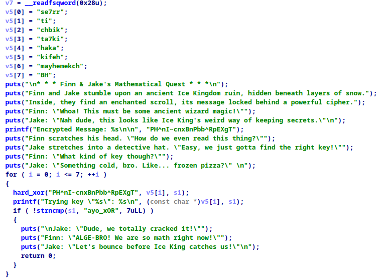 Screenshot: We look inside the main function's pseudo code and we find this