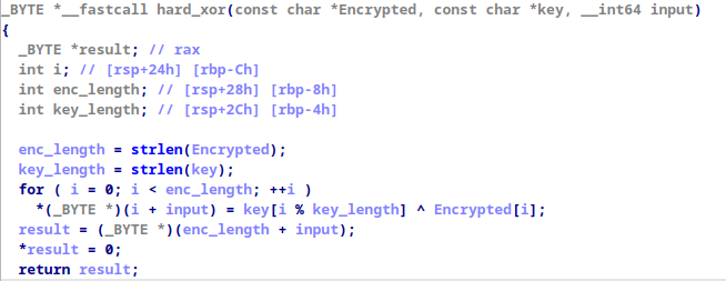Screenshot: Our goal as i stated before is to find the real key , we can only do that by inderstanding what hard_xor is…