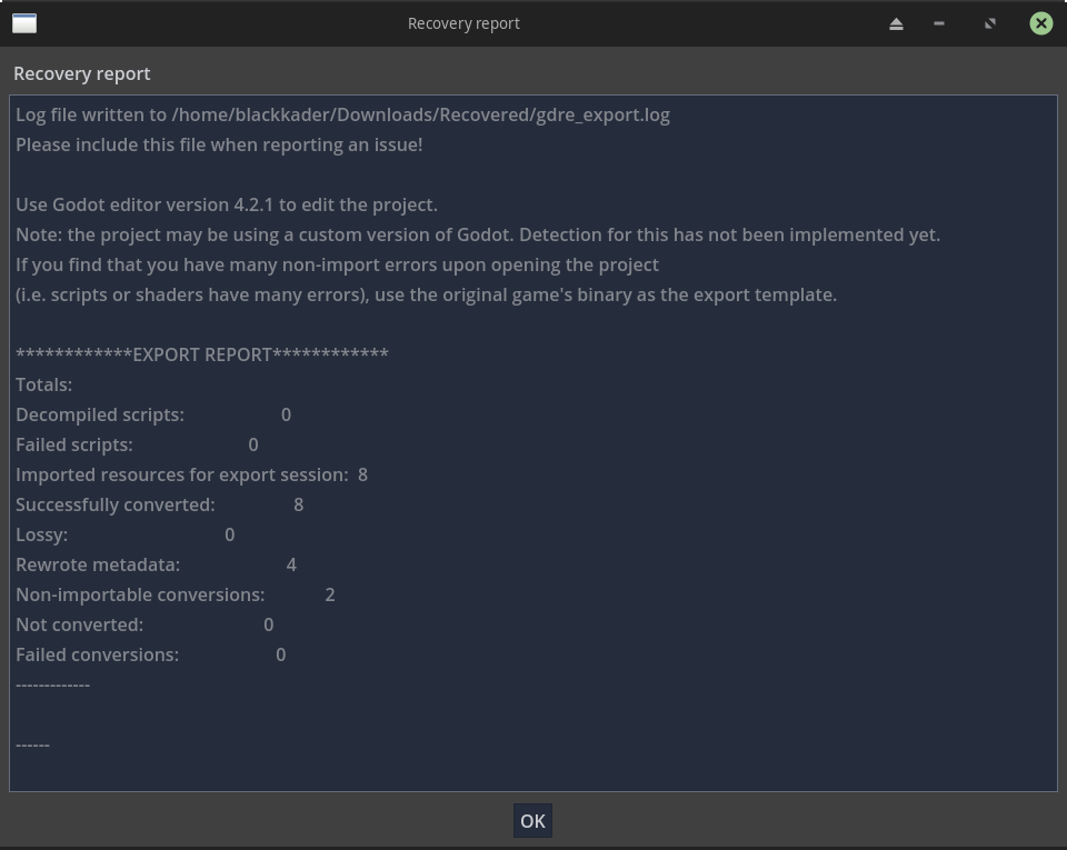 Screenshot: Let's try recover project ? We choose our file and the extract location and we successfully get our projectโฆ