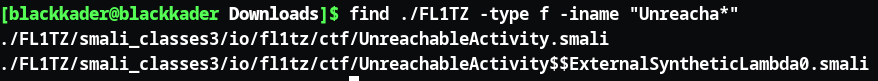 Screenshot: Now we search for the "UnreachableActivity" in the smali and change it to our desired key